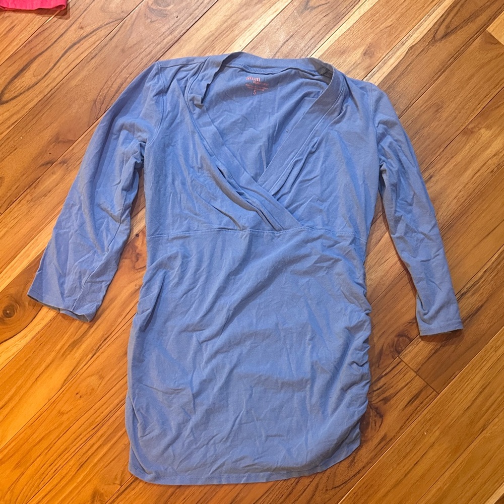 Mimi Maternity Soft Blue V-Neck Tee